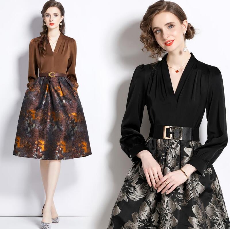 【激安販売】M～3L2色キャラメル ブラック パーティー ドレス ロング フレアワンピ ワンピース ワンピ パーティードレス パーティーワンピ 結婚式 二次会 大きいサイズクラシカル系 大人優