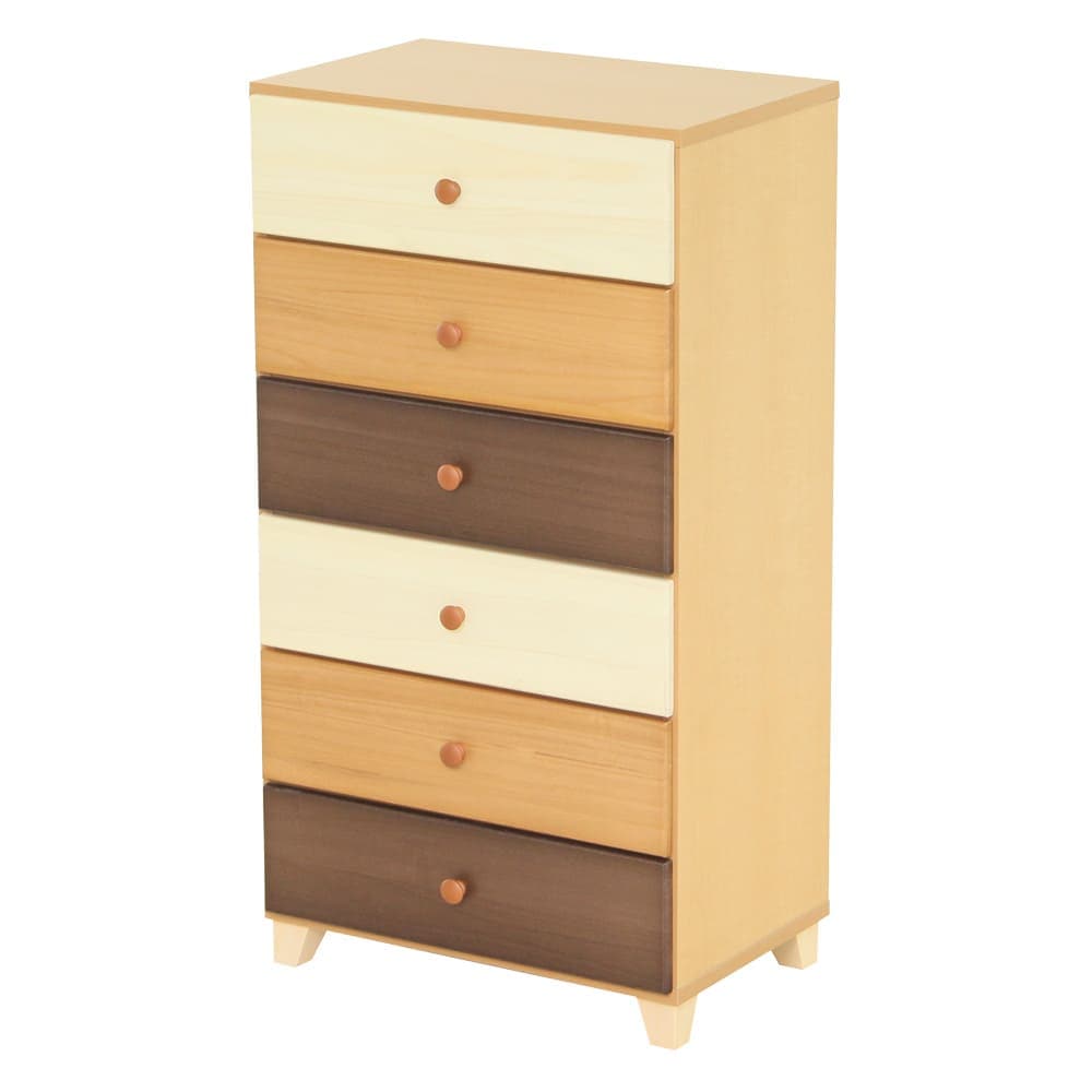 美しい木目の天然木ハイチェスト 6段 幅60cm Loarシリーズ 日本製・完成品Loar-ロア- type2　SH-08-LR2ND60-NA　ナチュラル