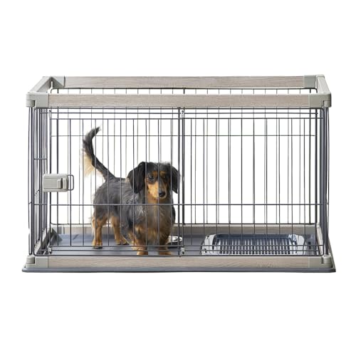 アイリスオーヤマ 犬 組み立て簡単 サークル ウッディサークル ロータイプ アッシュグレー 小型犬用 幅97.5×奥行66.5×高さ55.5cm PWSR-960LV