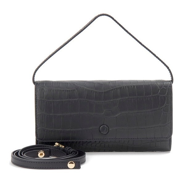 ロダニア マットクロコダイル お財布ショルダー RDOC9561BK