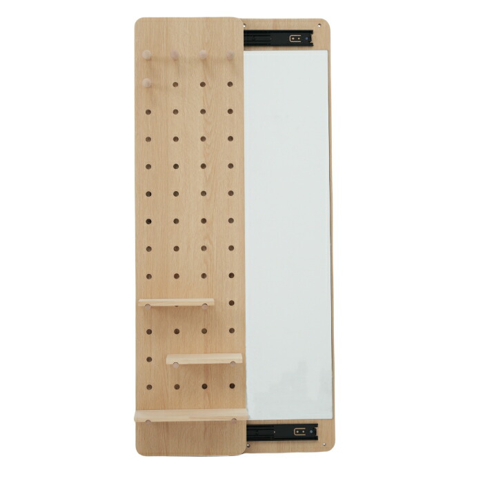 全身鏡 壁掛け鏡 玄関 寝室 姿見 30*120cm 全身 おしゃれ 収納ボード付き ミラー 隠せる 有孔ボード ペグボード 飛散防止加工 薄型 棚 フック 木製 収納 スライドして隠す スリム