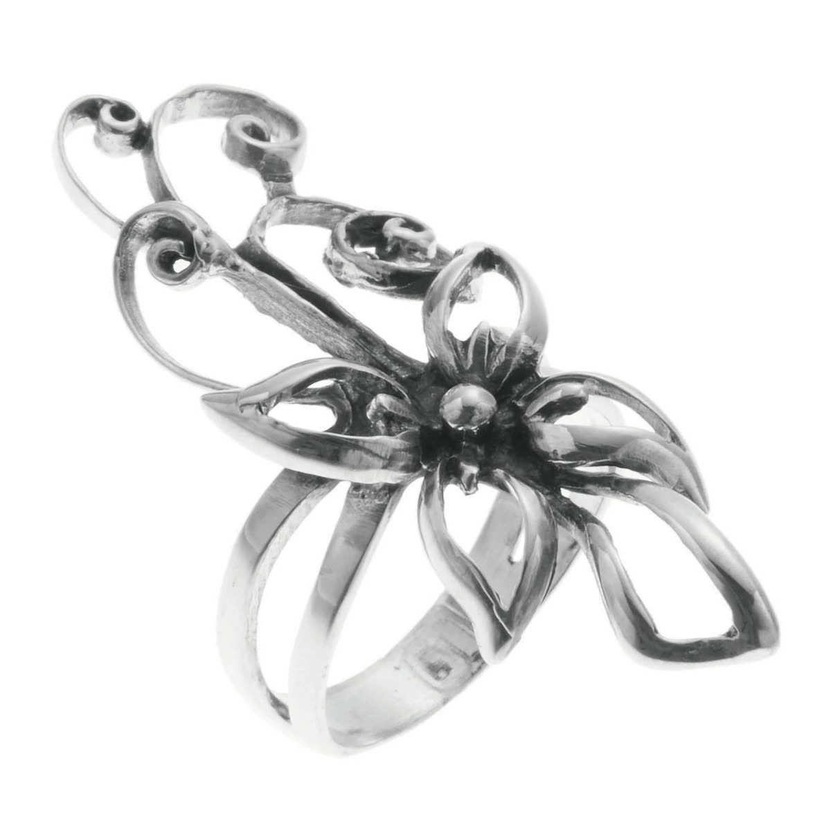 リング レディース シルバー925 花 フラワー ツタ 大ぶり インパクト ボリューム 抜け感