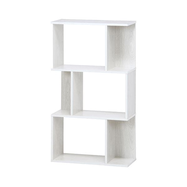 ディスプレイシェルフ/本棚 3段 ホワイトウォッシュ 幅59cm 横置き 間仕切り対応 S型 什器 書斎 オフィス