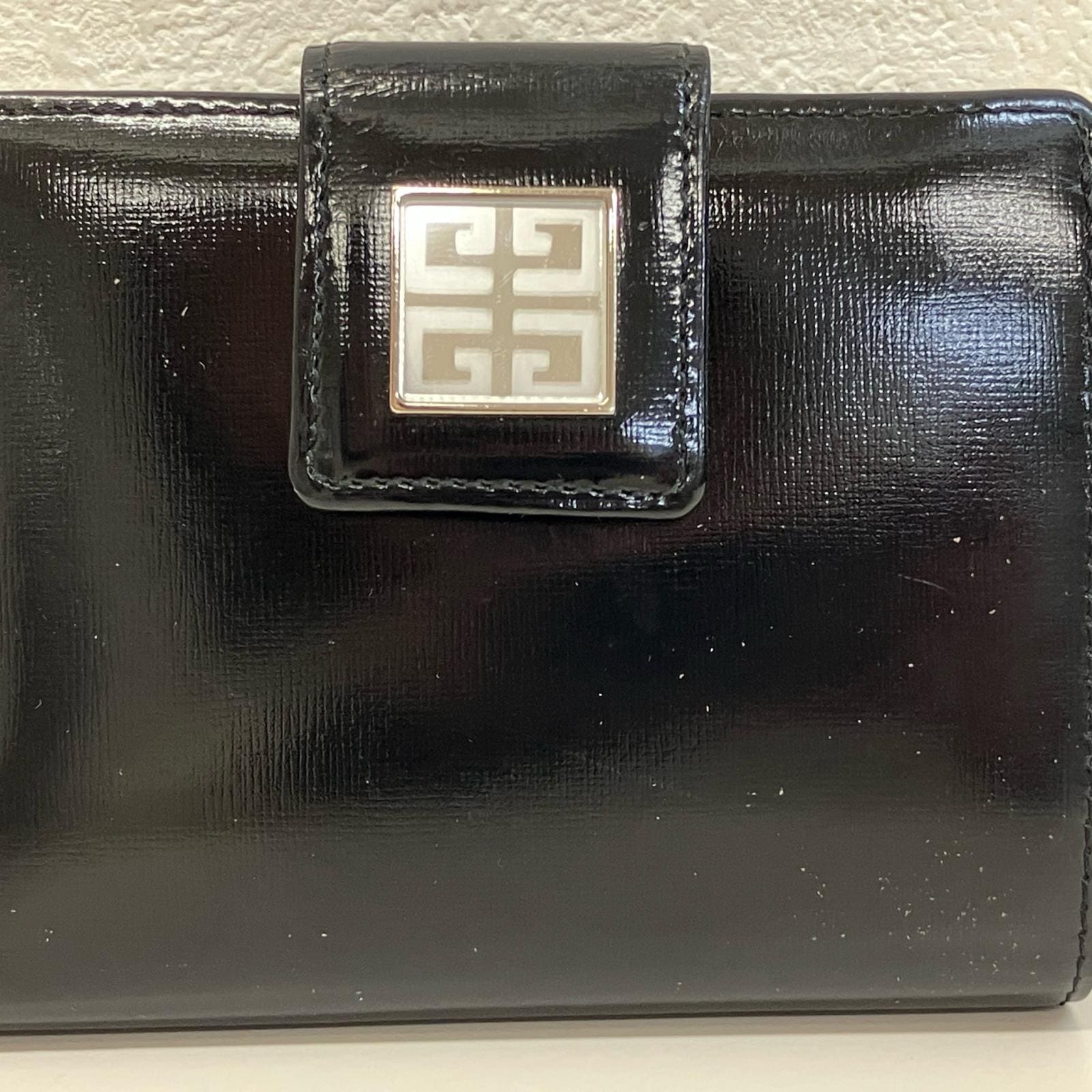 がま口 二つ折り財布 レザー ブラック GIVENCHY刻印【中古】 メンズ