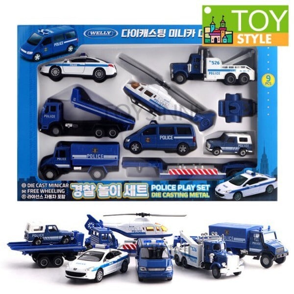 ウェリー 警察遊び セット パトカー ミニカー 9pcs
