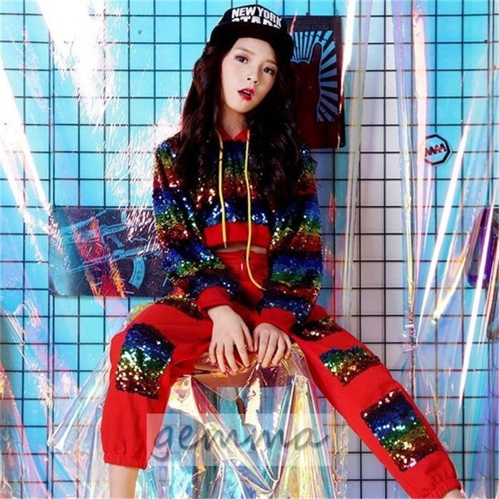 キッズダンス 衣装 HIPHOP セットアップ 子供服 ジャズ キラキラ スパンコール 女の子 ボー