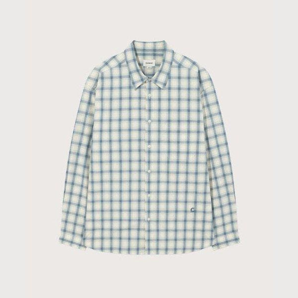 M 長袖Tシャツ CQK CO2501SH06-BL コットンチェックシャツ Blue