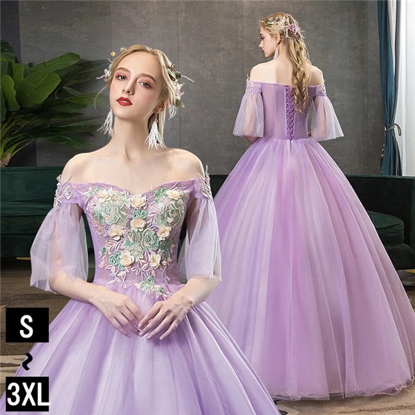 カラードレス ウェディングドレス 袖あり キャバロングドレス ウエディングドレス ロングドレス パーティードレス 大きいサイズ ピアノ 発表会 成人式 演奏会 5号 7号 9号 11号 13号 15号