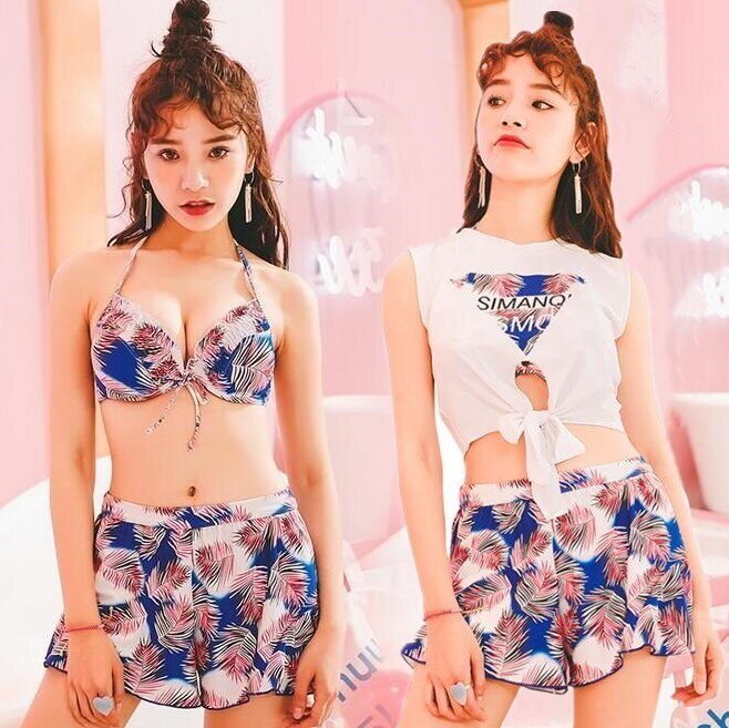 水着 ビキニ スイムウェア タンキニ ショートパンツ ショーツ セパレート ホルターネック バックシャン バックコンシャス シャーリング 胸元 谷間 谷間魅せ 盛れる 4点セット お得 かわいい 大人
