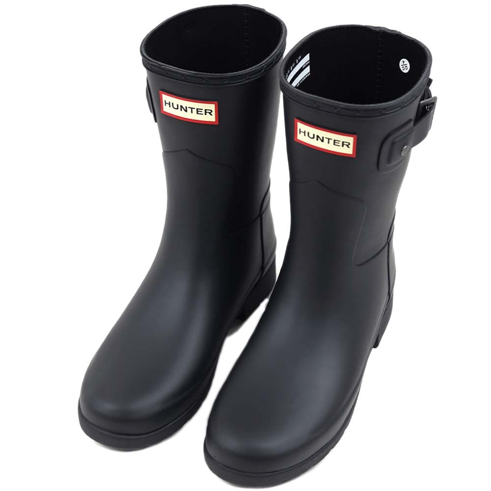 [アウトレット箱] ハンター オリジナル リファインド ショート レインブーツ レディース 長靴 雨 ブラック HUNTER WFS2200RMA-BLK