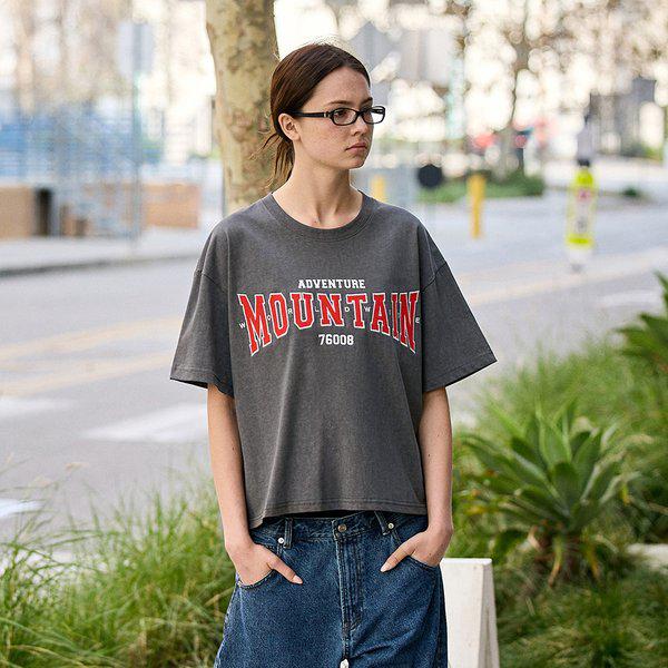 クロップワールドマウンテン刺繍ロゴピグメント半袖Tシャツ FST741C / 4Color W