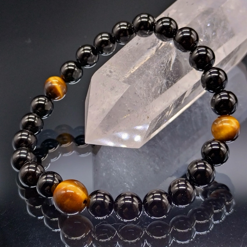 モリオン タイガーアイ 虎目石 8mm 親玉10mm ブレスレット パワーストーン 天然石