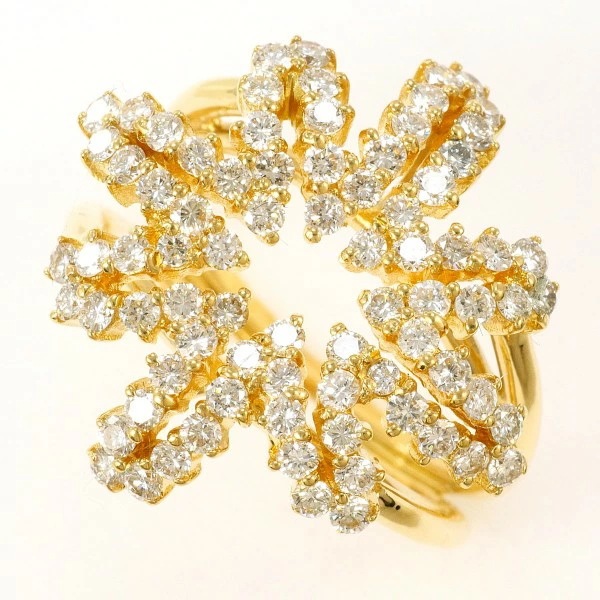 K18 18金 YG リング 指輪 15号 ダイヤ 1.70 カード鑑別書 ジュエリー 中古