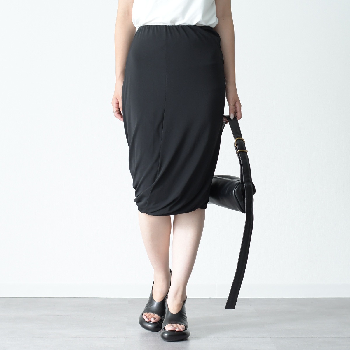 ロングスカート エラスティック スカート J01MA0138 J66280 レディース ブラック 無地 レーヨン シンプル 人気 プレゼント おすすめ