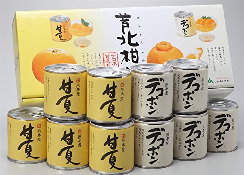 サイズ：10個アソート JAあしきた 熊本芦北柑橘 デコポン&甘夏缶詰め (10缶入り(化粧箱))