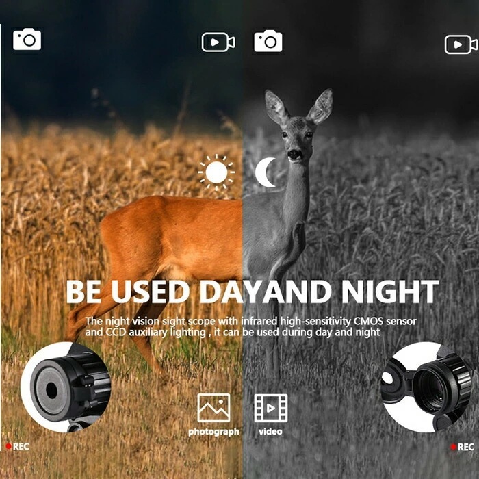 ズーム機能付　暗視スコープDX 暗闇 夜間 写真 動画撮影 光学4倍 デジタルズーム8倍 手のひらサイズ 鮮明 タイマー機能 三脚穴付 防犯対策