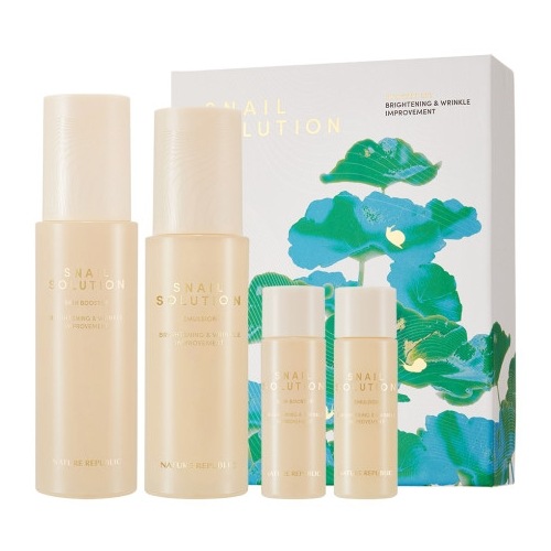 【弾力＆保湿】スネイルソリューション 2点セット (化粧水130ml+乳液120ml) エイジングケア しっとりツヤ肌 韓国コスメ