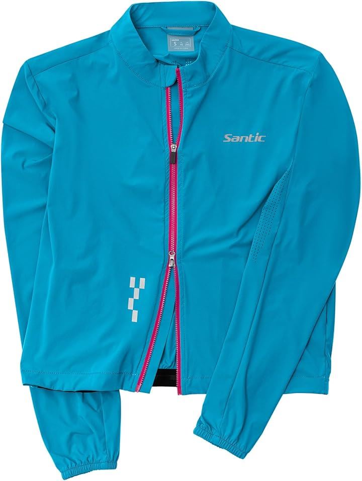 レディース サイクルジャージ 長袖 サイクリングジャージ サイクルジャケット 薄手 通気性 日焼け防止 防風 両側ポケット付き コンパクト収納 折り畳み(ブルー, XL)