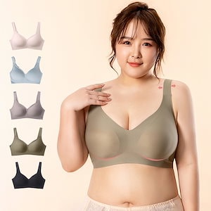 シームレスブラ レディース 下着 ノンワイヤー ブラジャー 大きいサイズ 70E-100D 脇肉補正 インナー ナイトブラ パッド付き