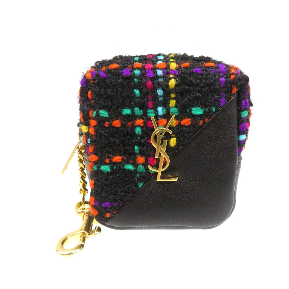 新品同様 サンローランパリ 669964 コインケース ツイード/レザー/ツイード ブラック 1932【中古】SAINT LAURENT PARIS レディース 24,992円