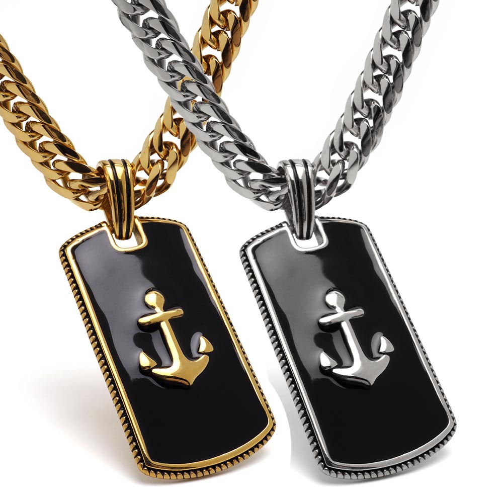 ステンレス 錨マークのドッグタグネックレス 2色 50cm 60cm [nc115-n829]