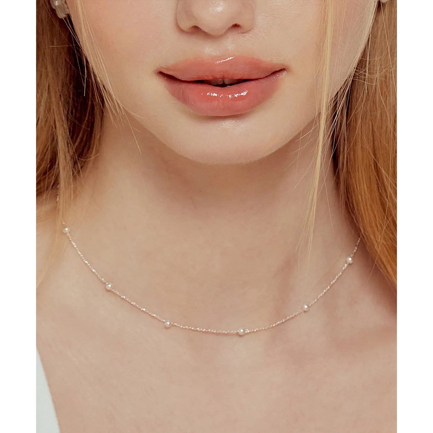 パール ボール チェーン ネックレス NZ2014／シルバー925 ネックレス／パール×ボール チェーンデザイン／上品 韓国ジュエリー 5,996円