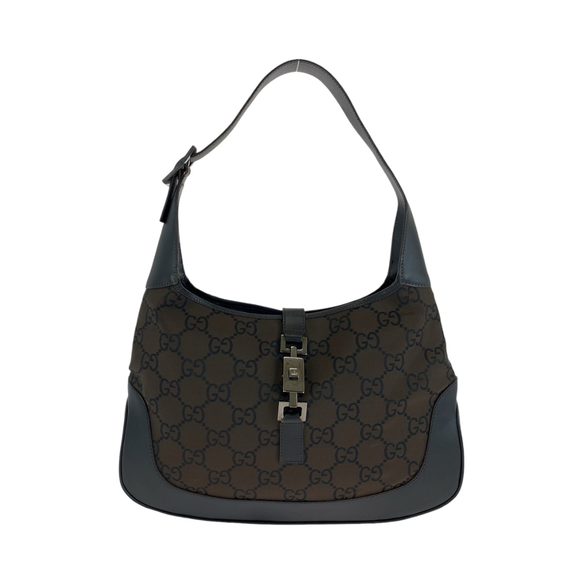 美品 ジャッキー ブラウン ブラック シルバー金具 GGキャンバス 001 3306 ホーボー ショルダーバッグ 肩掛け レディース 410687