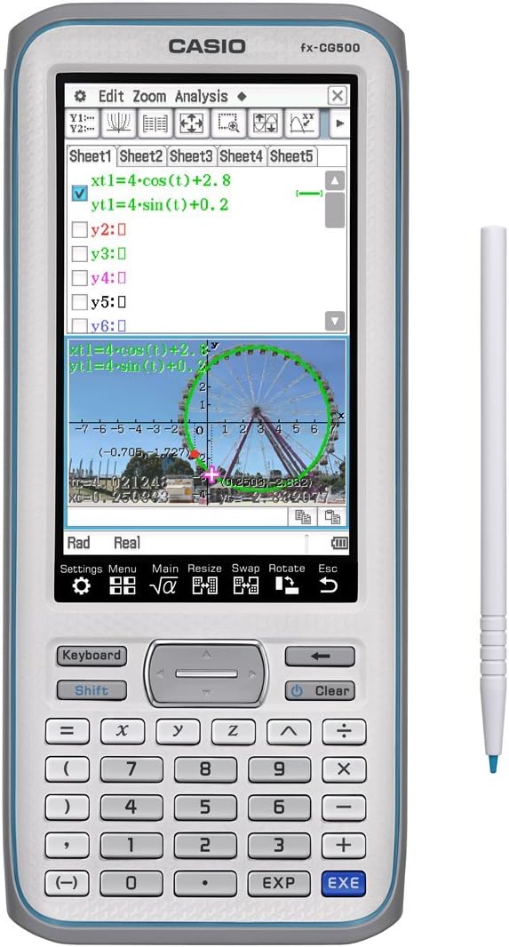 Casio Touchscreen with Stylus Graphing Calculator, 4.8 (fx-CG500)