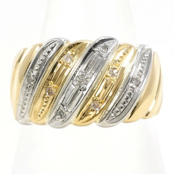 PT900 K18YG リング 指輪 11.5号 ダイヤ カード鑑別書 ジュエリー 中古