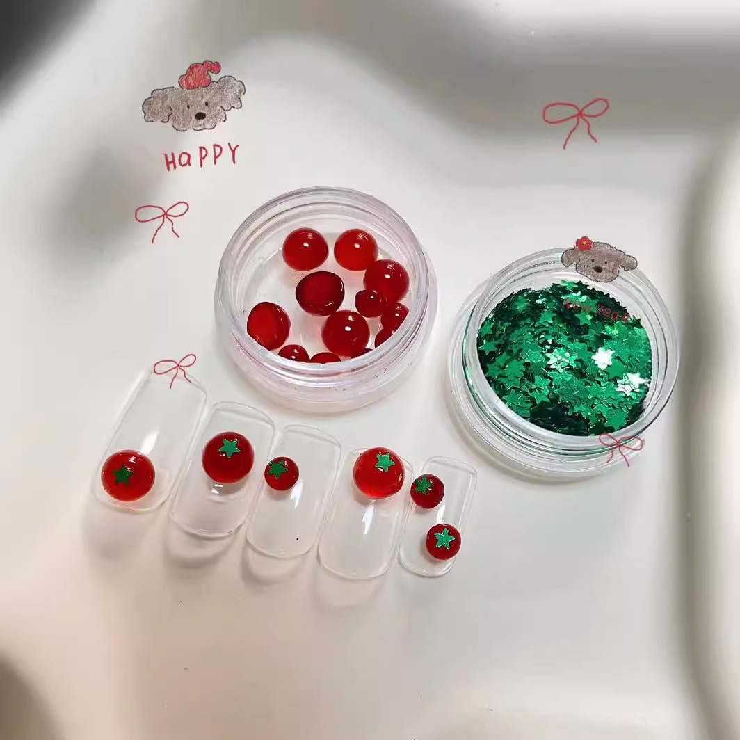 韓国スタイルinsスモールトマトネイルアート3次元透明なスーパーホットペルシンモン雰囲気のネイルアートかわいいアクセサリー