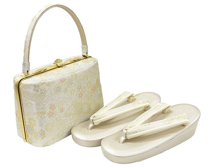 草履 バッグ 紗織 西陣織 帯地 草履 バッグセット フォーマル パールトーン加工済み Ｍ寸 日本製 訪問着 新品 n1397