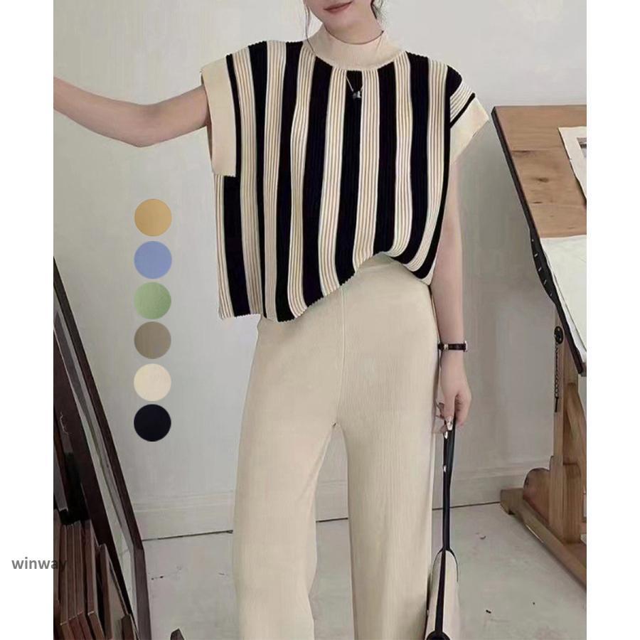 サマーニットセットアップ 韓国 春夏秋服