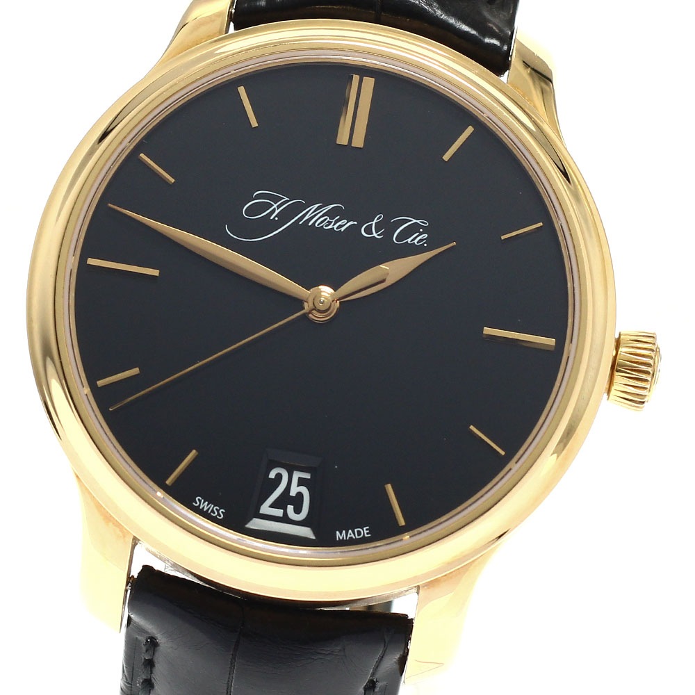 H.モーザー H.MOSER & CIE. 342.502-001 モラード エンデバー K18PG デイト 手巻き メンズ 良品 箱・保証書付き_917832【中古】