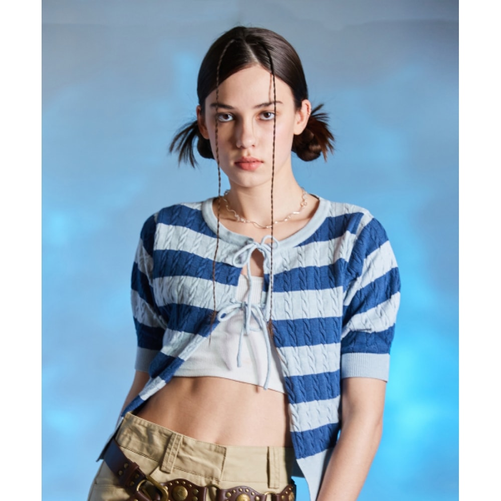 ラティジェント L10 リボンカーディガン (スカイブルー)