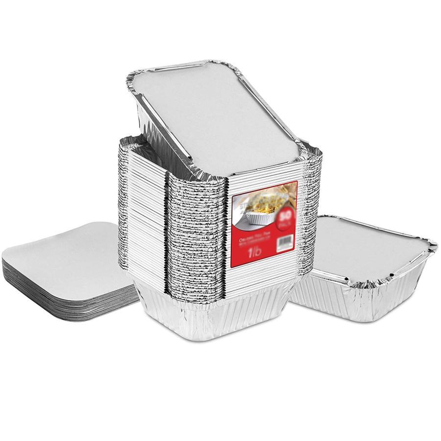 アルミ鍋テイクアウト容器 500フォイル長方形パン 調理ベーキング食事の準備のための食品保存容器 (Color : Silver-with Lids Size : 18.5x13.5x5cm)