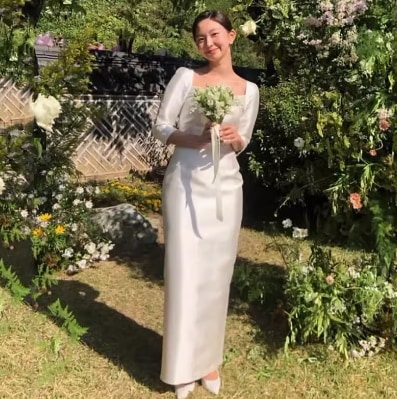 ドレス ワンピース ウェディング パーティー 結婚式 二次会 披露宴 舞台 フォーマル 衣装 演劇 ラウンジ クラブ マキシ 7分袖 パフスリーブ スクエアネック スレンダー タイト スリム 細身