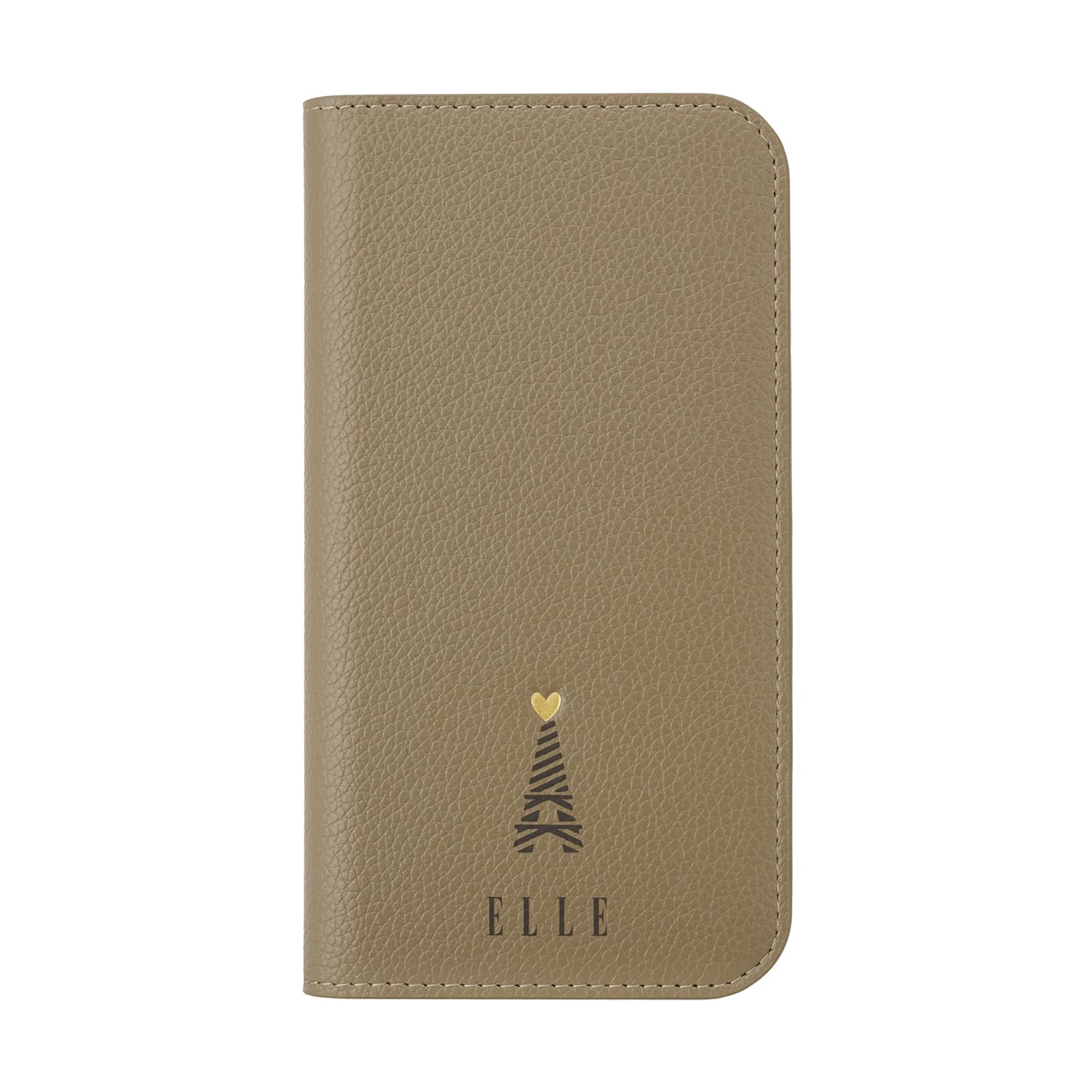 [ELLE] iPhone 15 ケース 手帳型 Folio Case 正規品 エル (Greige)