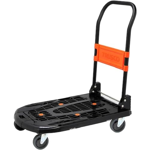 色：ブラック TRUSCO(トラスコ) 新型カルティオ 樹脂 台車 折り畳み 黒 軽量 自重6.8K