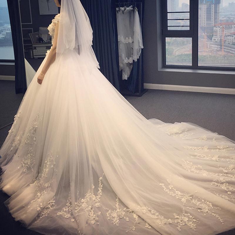 花嫁が結婚するための尾を引くウェディングドレス韓版スタイルのシンで夢のような女性スリムで軽い 6,118円