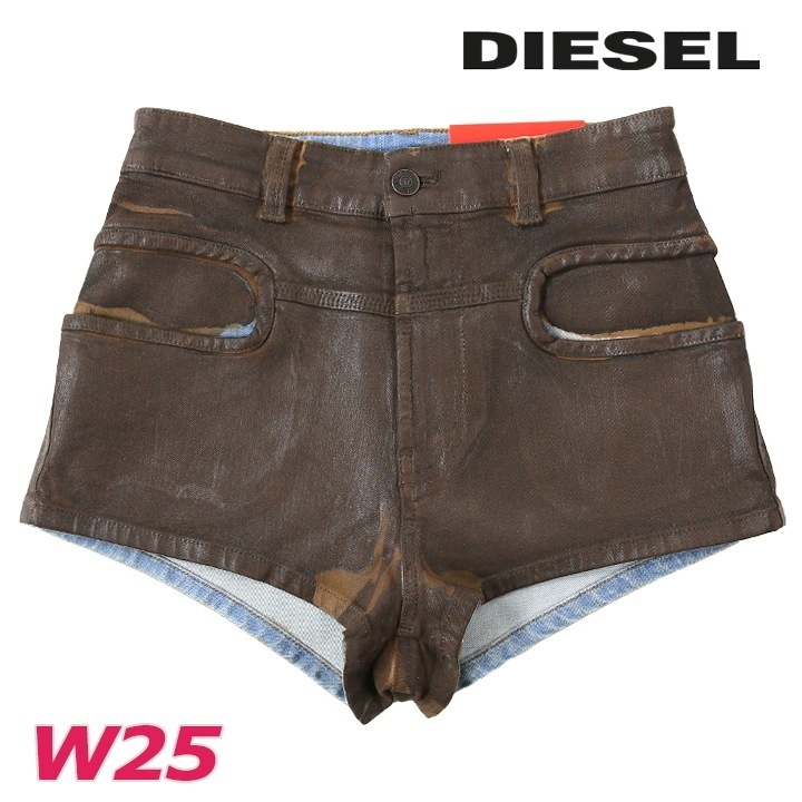 デニムショートパンツ ホットパンツ レディース DE-SHORT-LYA 後染めコーティング加工 ストレッチ スリム die-l-p-f4-881
