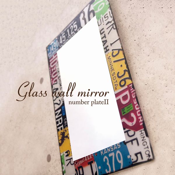 壁掛け鏡 ウォールミラー ミラー ドレッサー 家具 インテリア number plateII