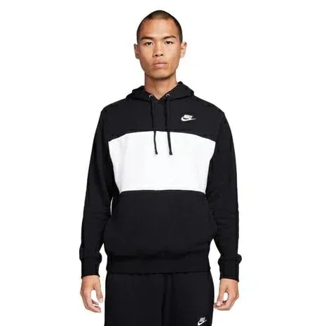 正規品 クラブ + フレンチテリー カラーブロック ロングスリーブ フーディ ブラック/ホワイト/ホワイト FB7416 010