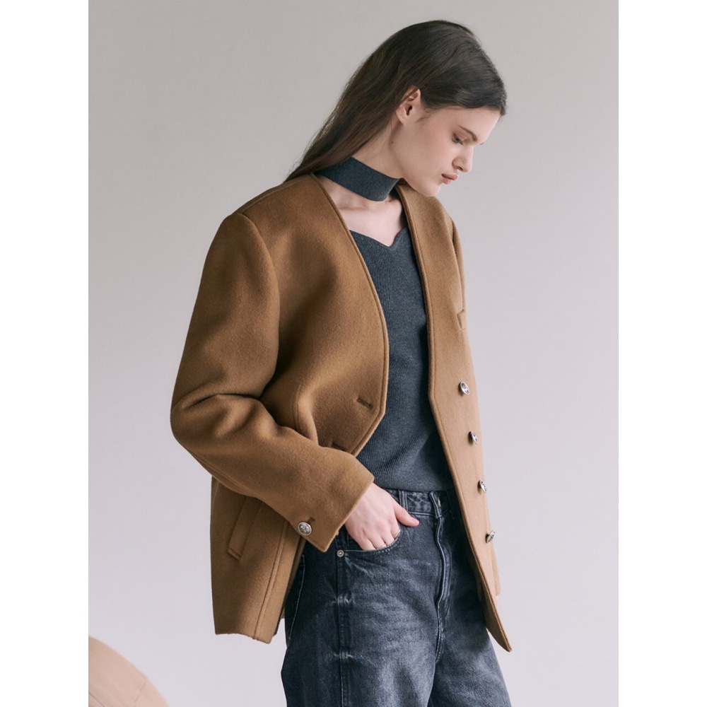 LOEUVRE ノーカラーハーフダブルジャケット SW3WJ475 96