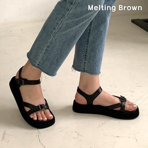 デイリーレディースストラッププラットフォームサンダル3色