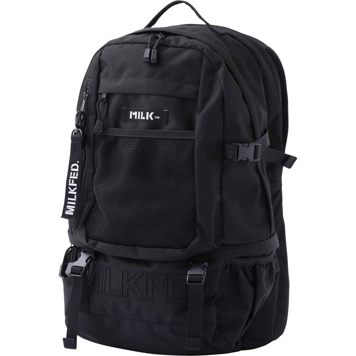 [ミルクフェド] NEO EMBROIDERY BIG BACKPACK BAR 3192048 BLACK