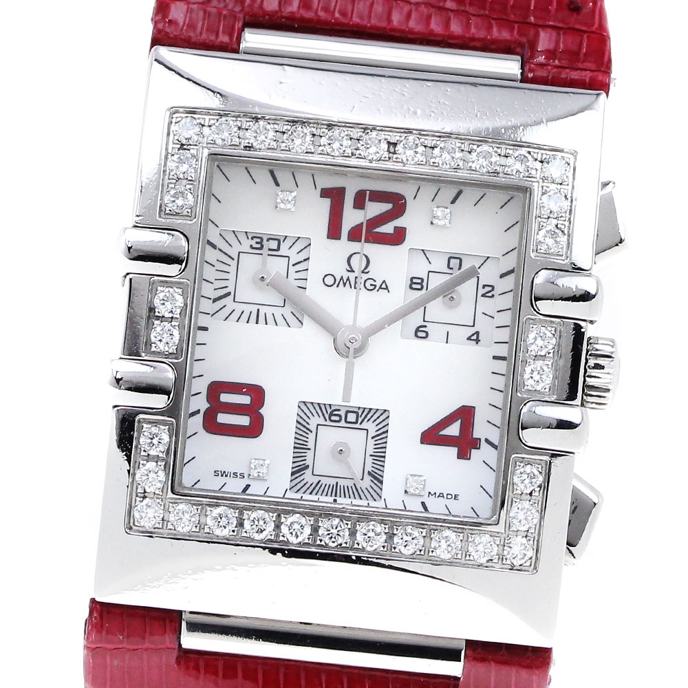 オメガ OMEGA 1847.73.31 コンステレーション クアドラ 4P ダイヤベゼル クロノグラフ クォーツ レディース _826571【中古】