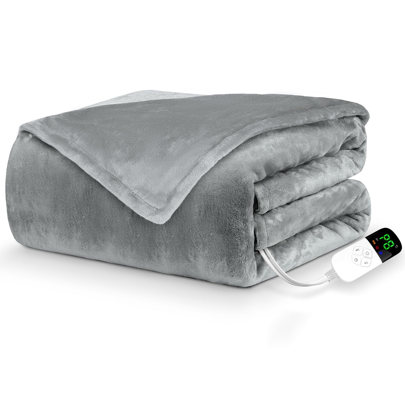 Aliliy 電気毛布 掛け敷き兼用 洗える【188x130cm 自動恒温運転で賢く節電 両面フランネル】8段階温度調節 2-4-8-12H切タイマー 厚手 電気ブランケット 90W 速暖 省エネ ダ