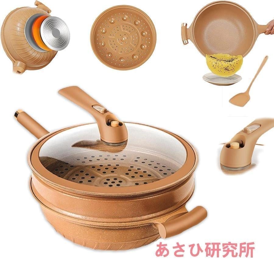 【送料無料】陶土くっつかないフライパン 多機能粘土くっつかないフライパン 天然陶土の微速煮込み フライパン 焦げ付かない手入れが簡単 熱ムラなし こびりつかない32cm 4,680円