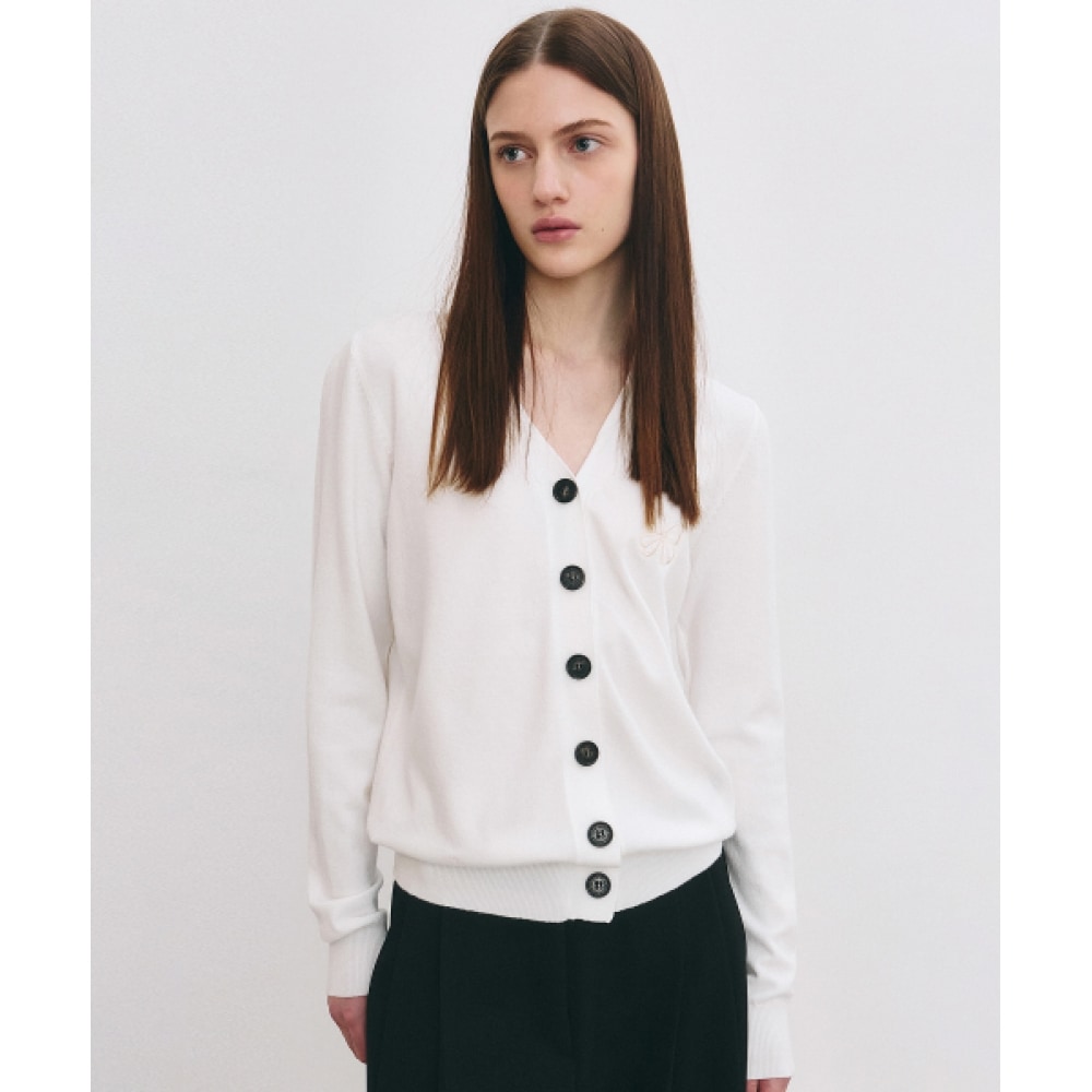 ニック&ニコールミニマル Vネックバタフライカーディガン_アイボリー