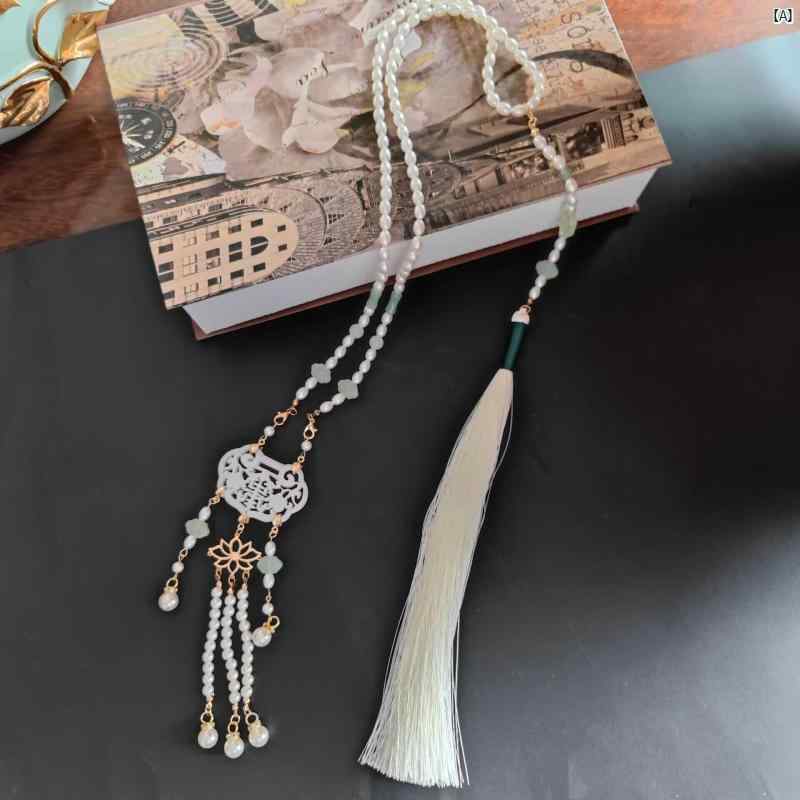 Xianyun 中華風 パールネックレス レトロ 英 螺 雲 背中 長い タッセル スカート ドレス 漢服 アクセサリー チャイナ